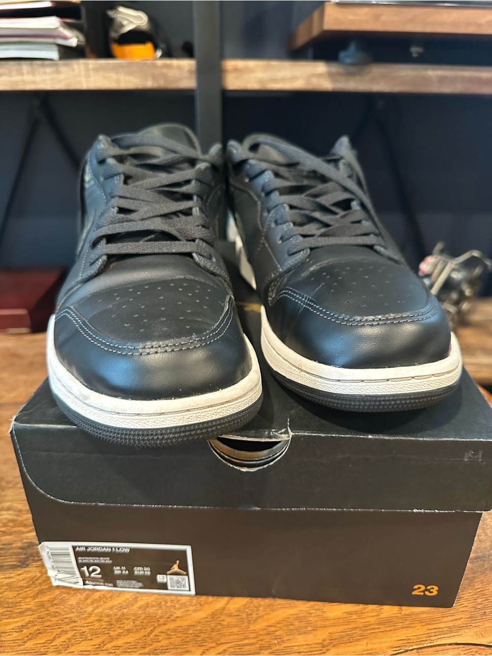 Jordan Men's Black Low-Top Sneakers with White Midsole